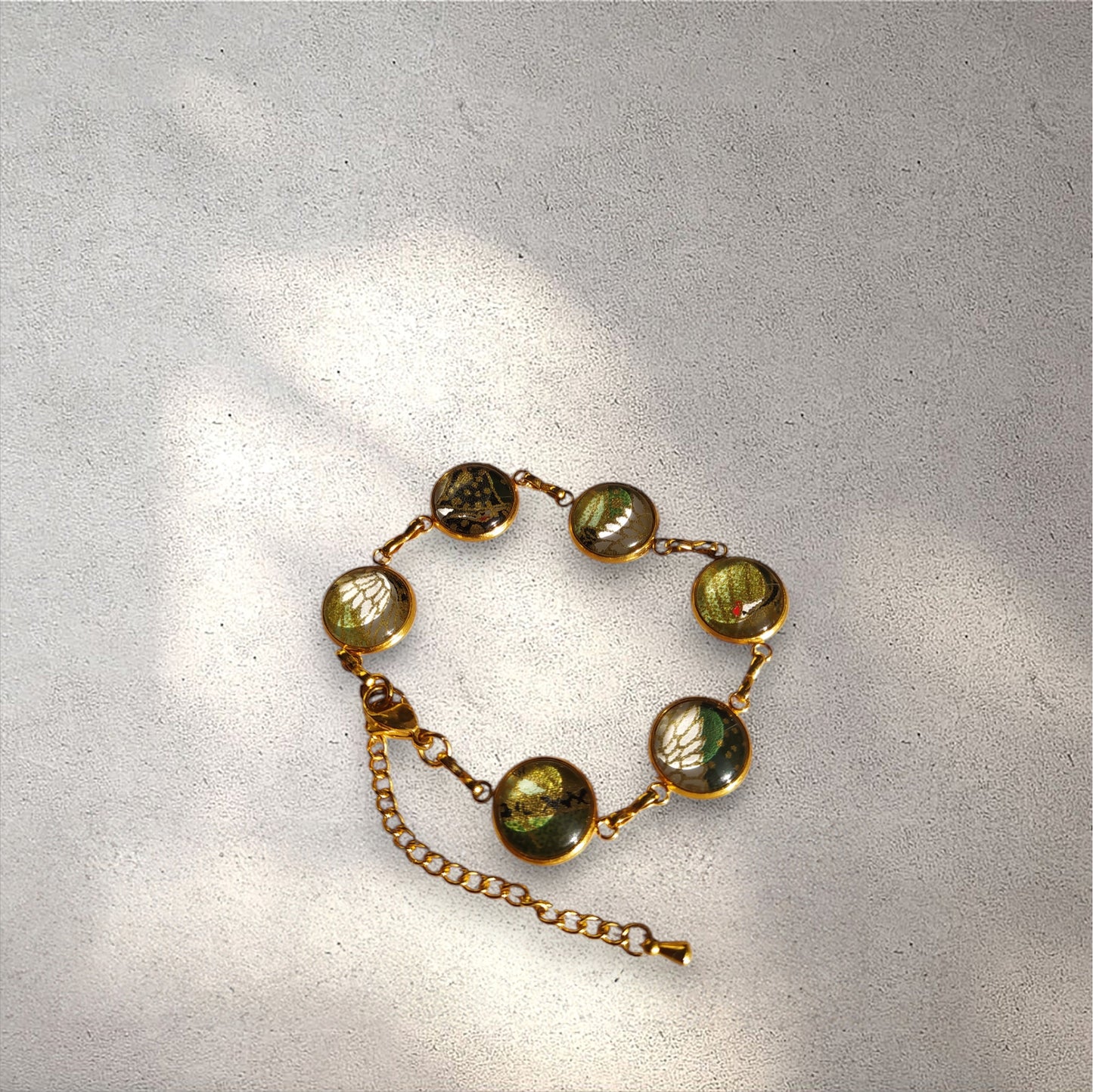 Bracelet Chemin doré GRUE VERT