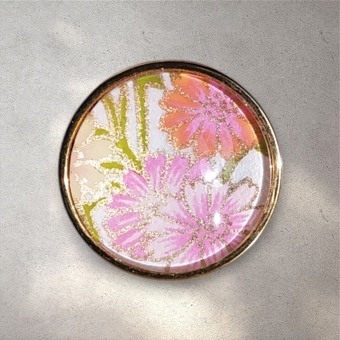 Bague ronde 25mm doré FLORAL ROSE