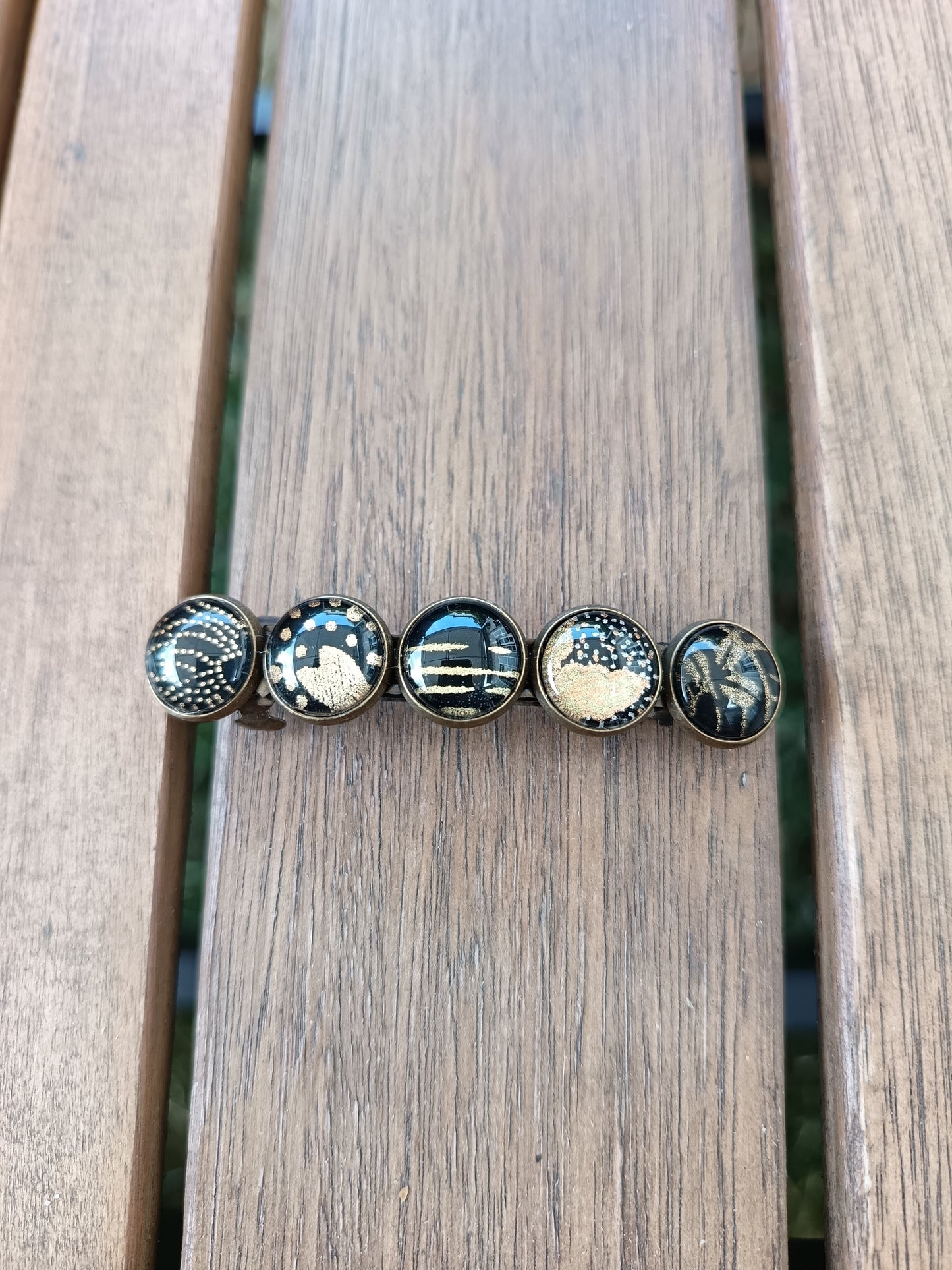 Barrette 5m PETITE noir et doré