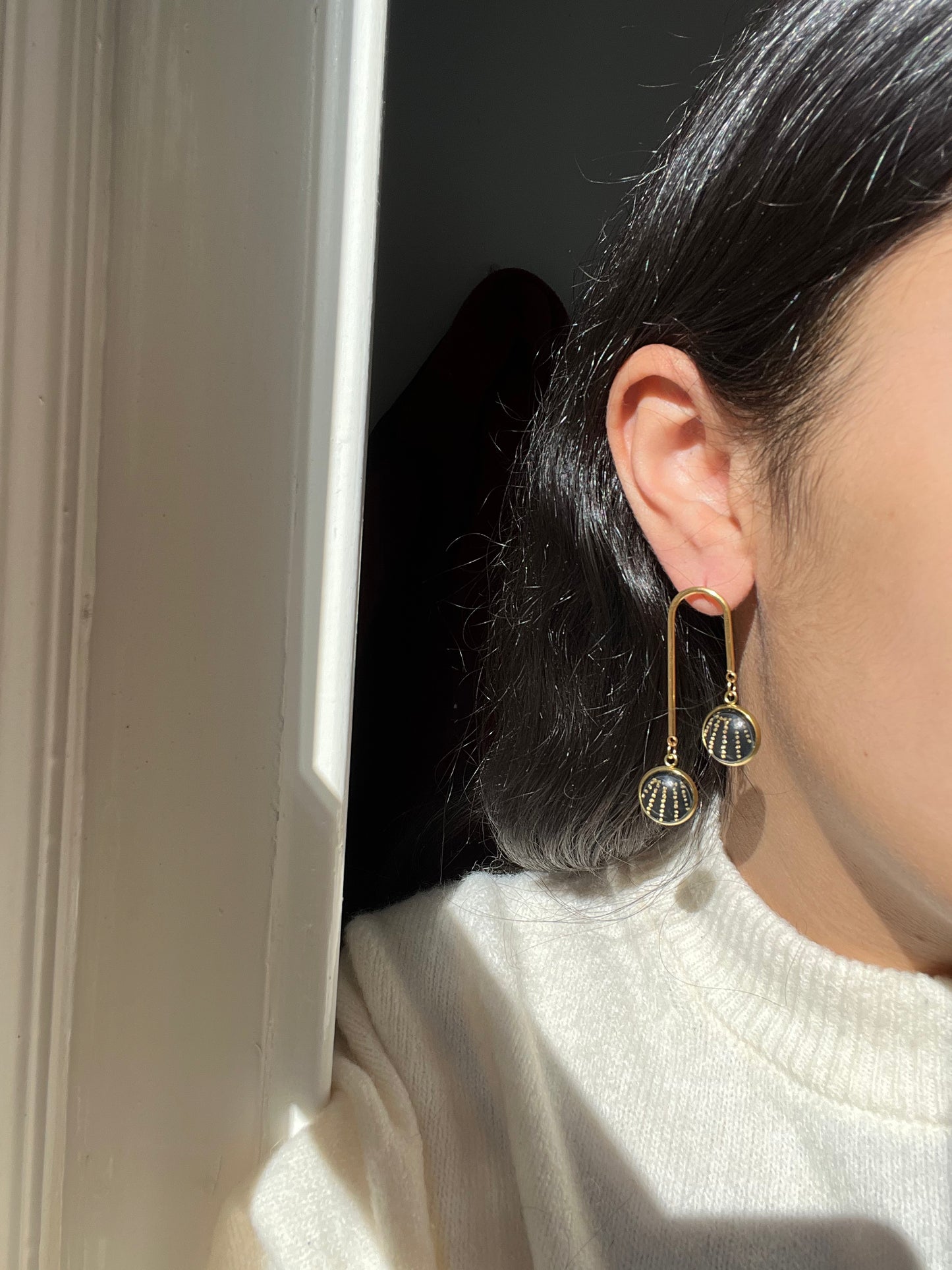 Boucles d'oreilles doubles NOIR GRAPHIQUE