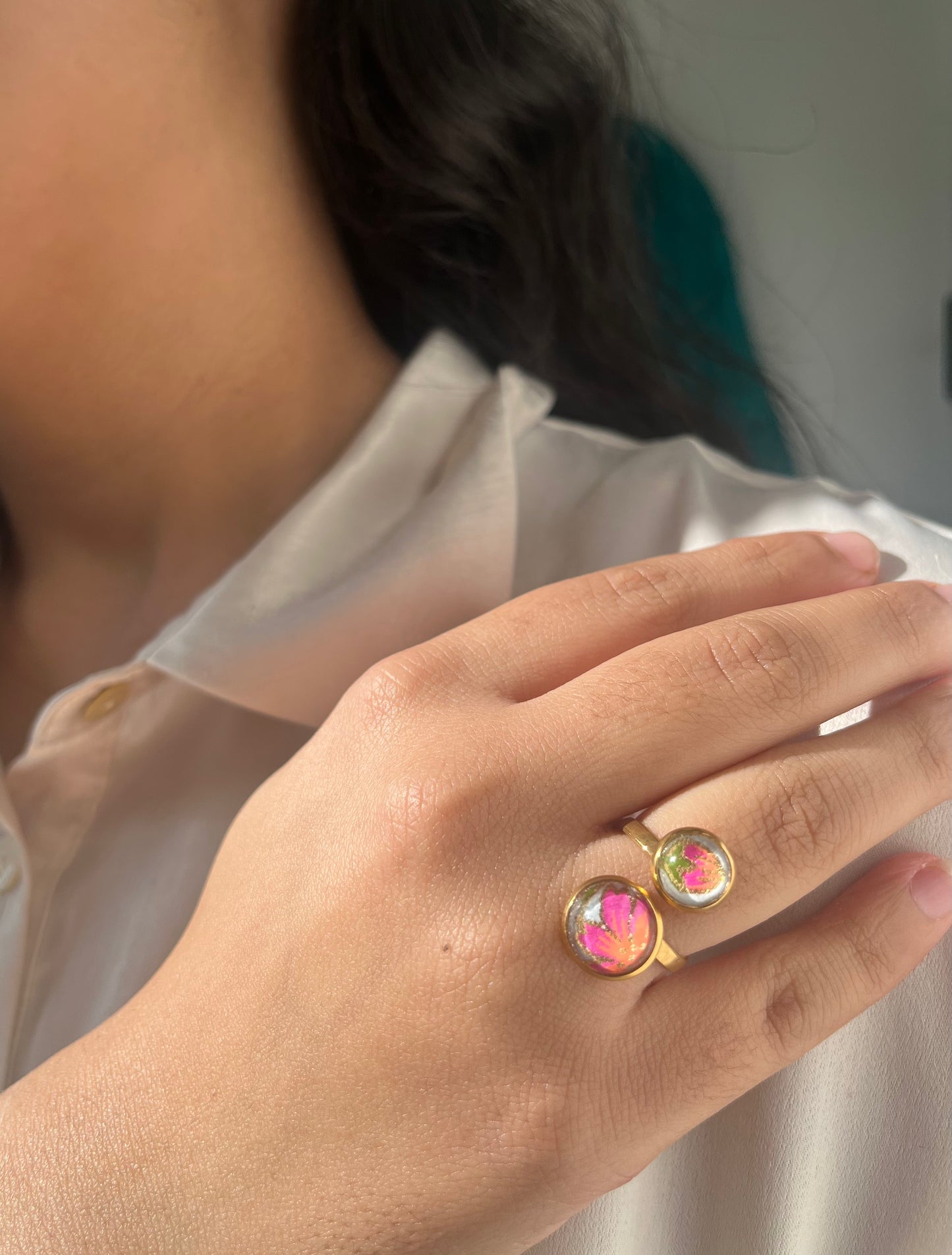 Bague Toi et Moi doré FLORAL ROSE