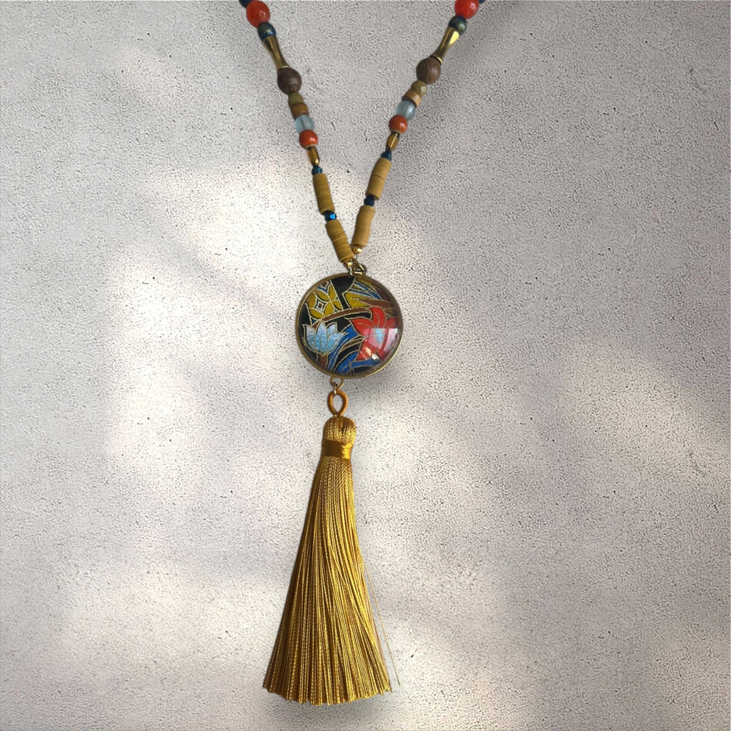 collier sautoir CAMPANULE ROUGE
