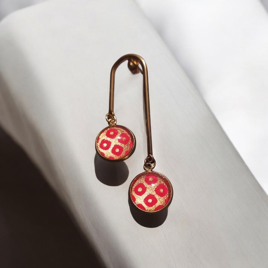 Boucles d'oreilles doubles ROUGE KANOKO