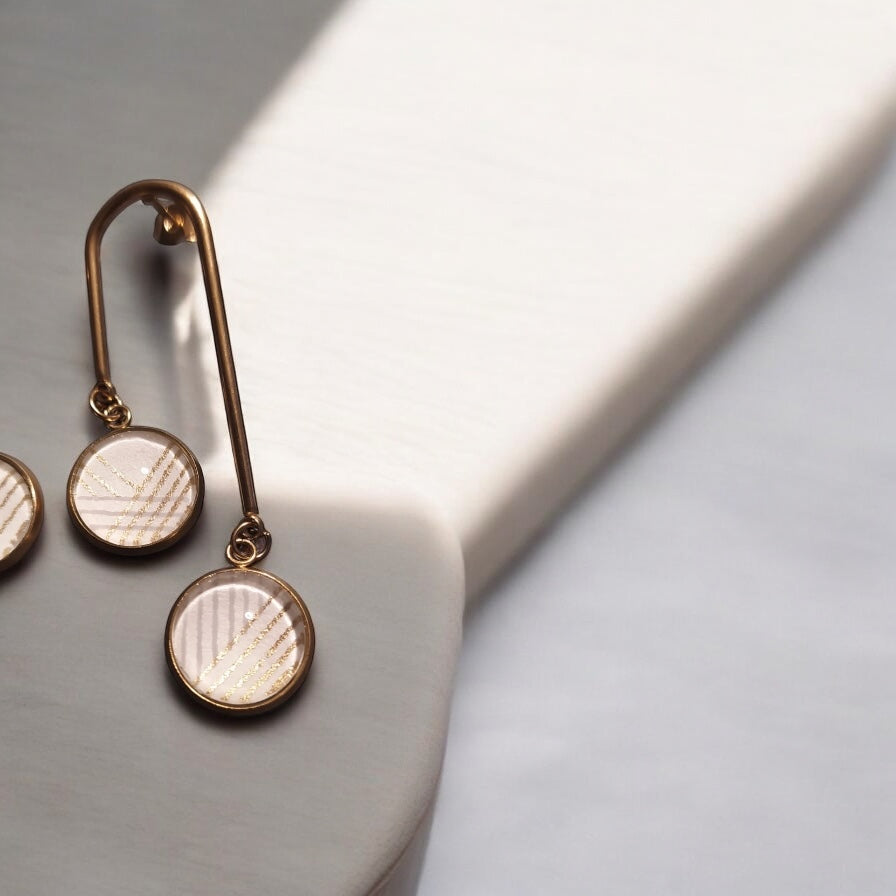 Boucles d'oreilles doubles BLANC OR