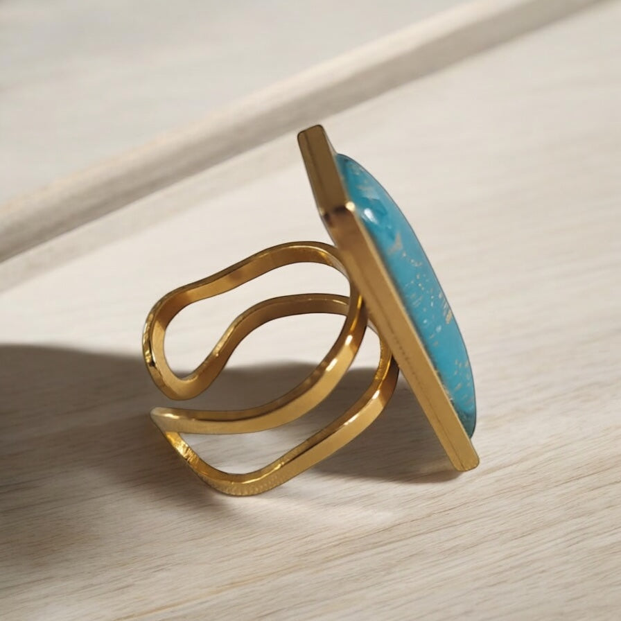 Bague rectangulaire VERT SAKURA