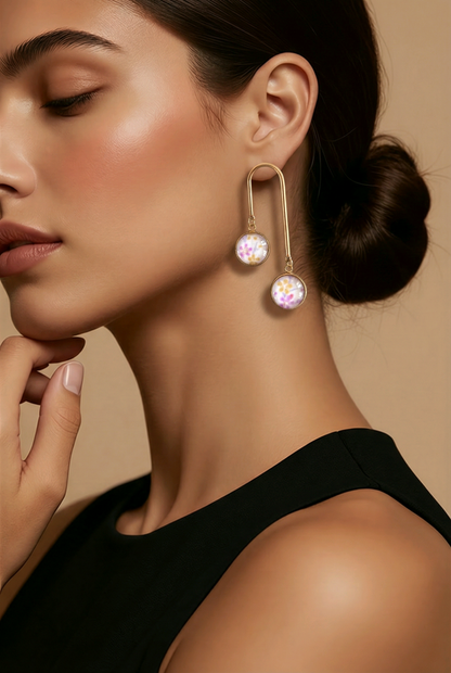 Boucles d'oreilles doubles SENSU mauve