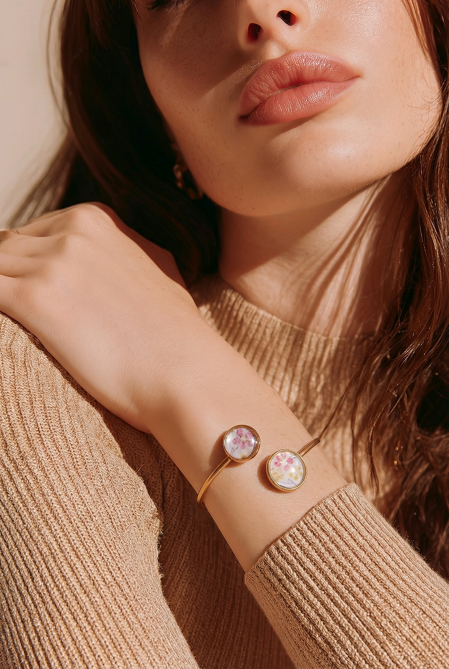 Bracelet double rond SENSU mauve