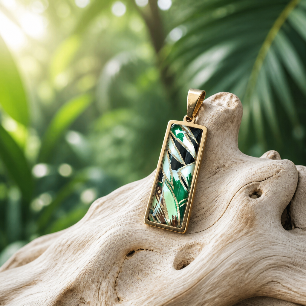 Médaillon rectangulaire JUNGLE vert