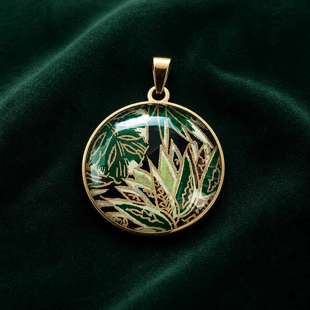 Médaillon  Bulle 40mm JUNGLE vert