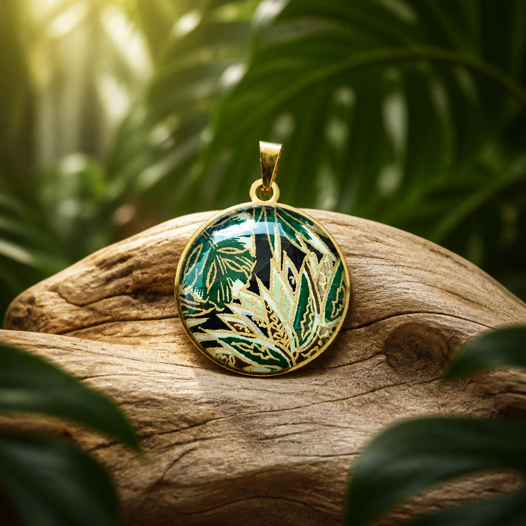 Médaillon  Bulle 40mm JUNGLE vert