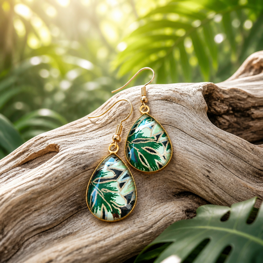 Boucles d'oreilles gouttes JUNGLE vert