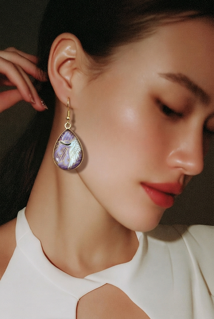 Boucles d'oreilles goutte  GRUE violet