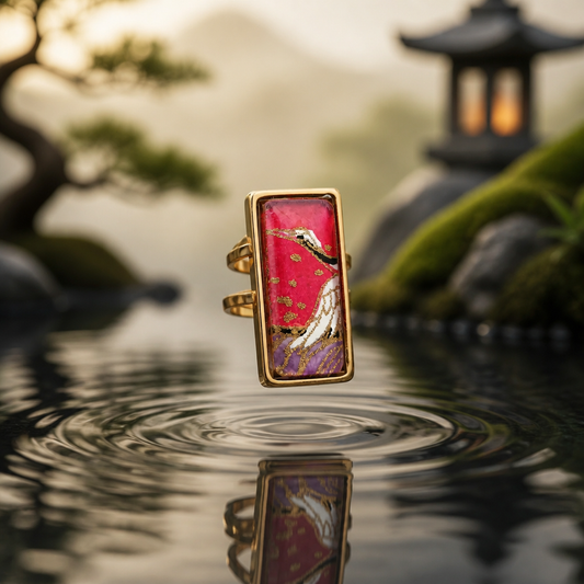 Bague rectangulaire  GRUE violet