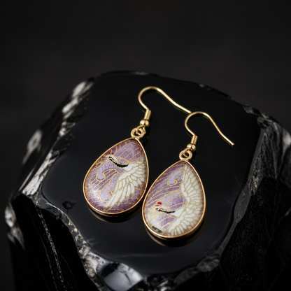 Boucles d'oreilles goutte  GRUE violet