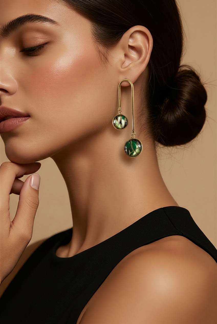Boucles d'oreilles doubles JUNGLE vert
