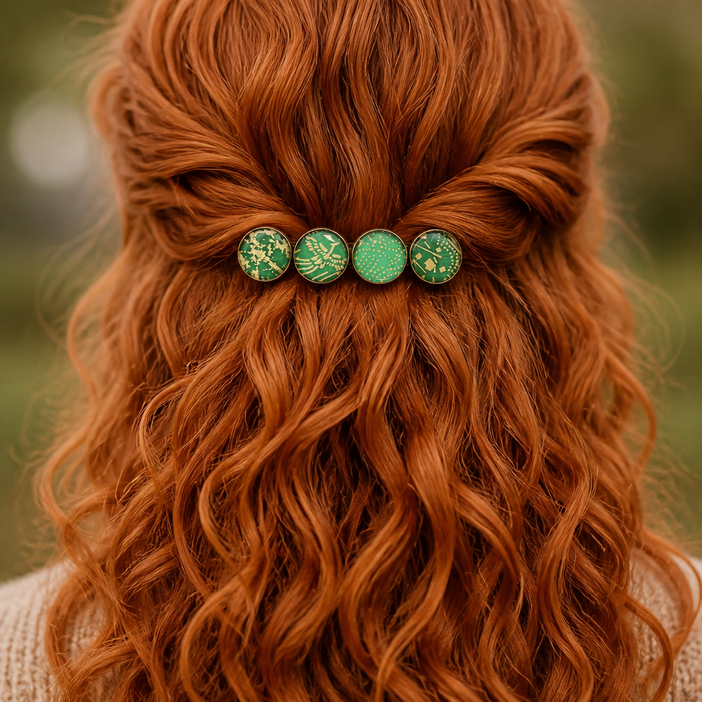Barrette 4m GRANDE vert et doré
