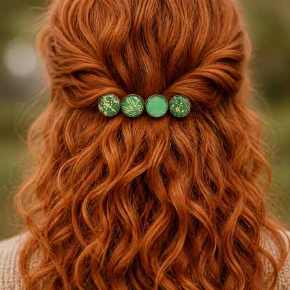 Barrette 4m GRANDE vert et doré