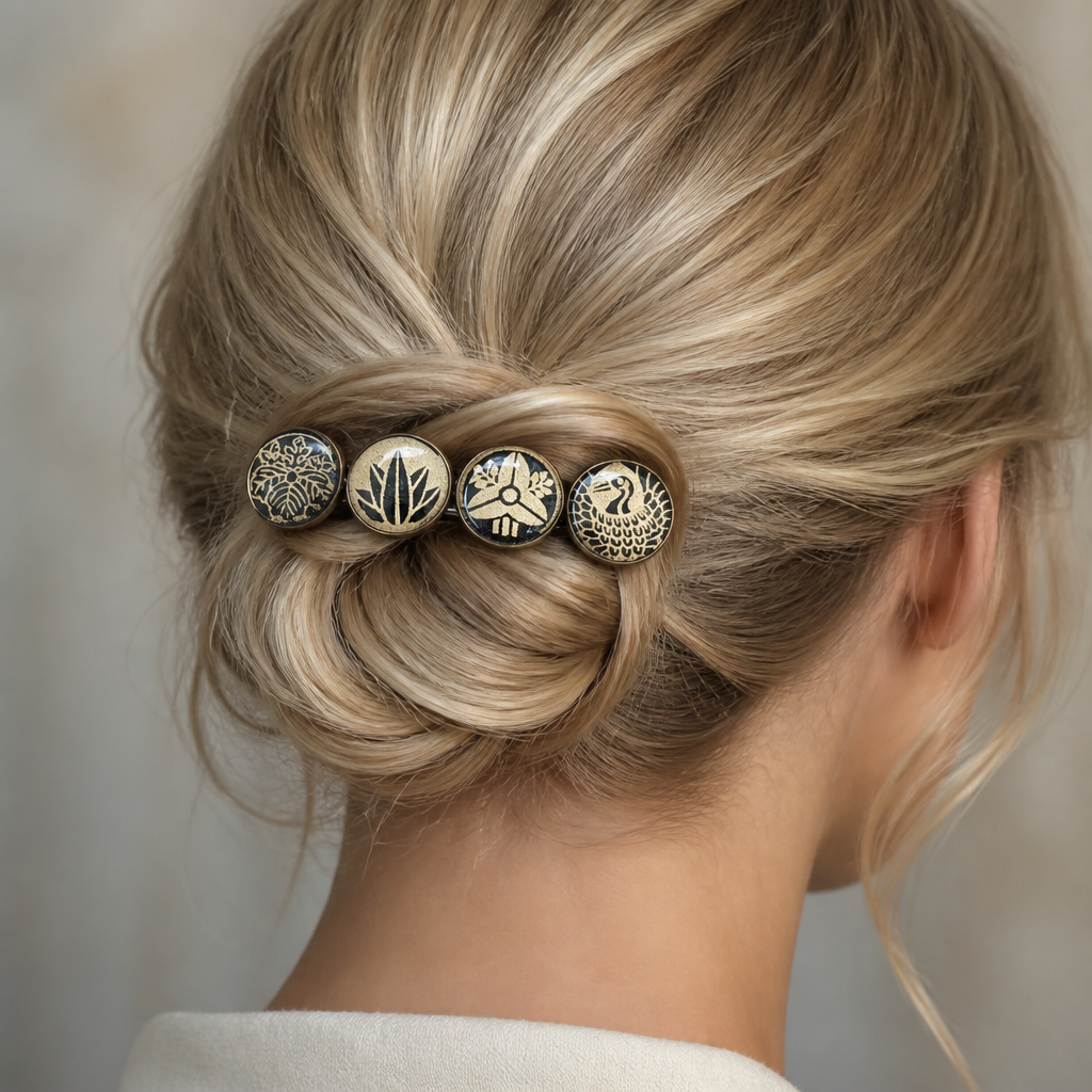 Barrette 4m GRANDE noir et doré