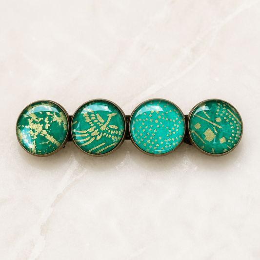 Barrette 4m GRANDE vert et doré