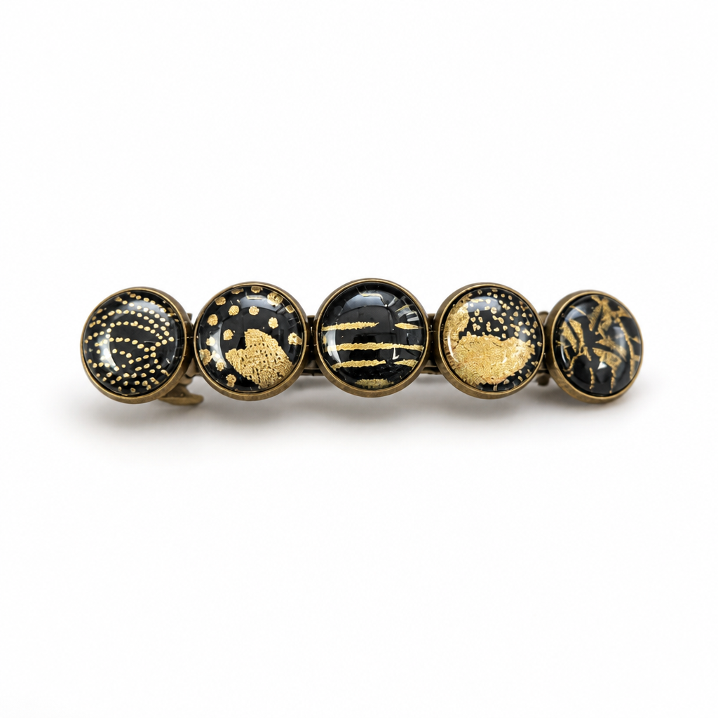 Barrette 5m PETITE noir et doré