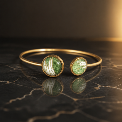 Bracelet double rond GRUE VERT