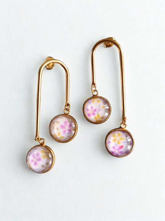 Boucles d'oreilles doubles SENSU mauve