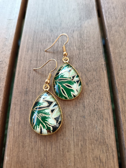 Boucles d'oreilles gouttes JUNGLE vert