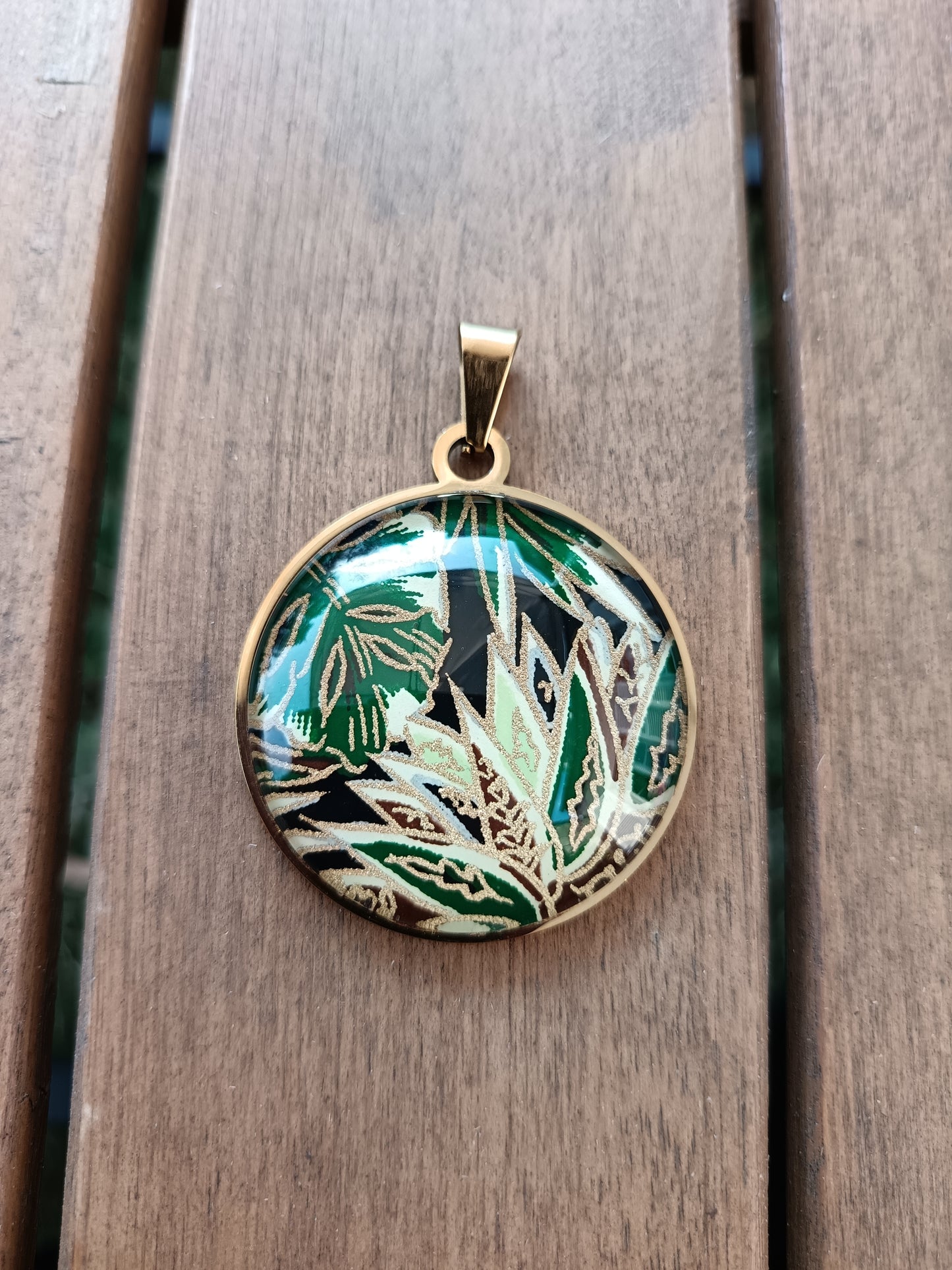 Médaillon  Bulle 40mm JUNGLE vert
