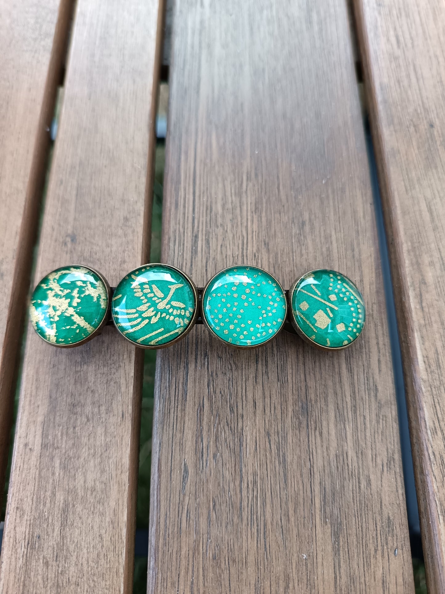 Barrette 4m GRANDE vert et doré