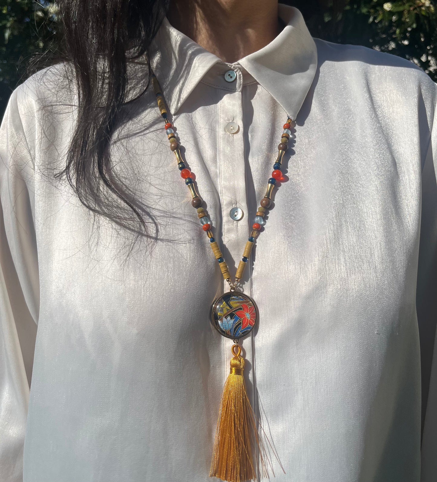 collier sautoir CAMPANULE ROUGE