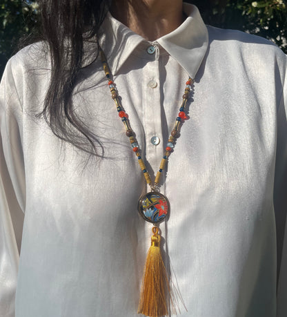 collier sautoir CAMPANULE ROUGE