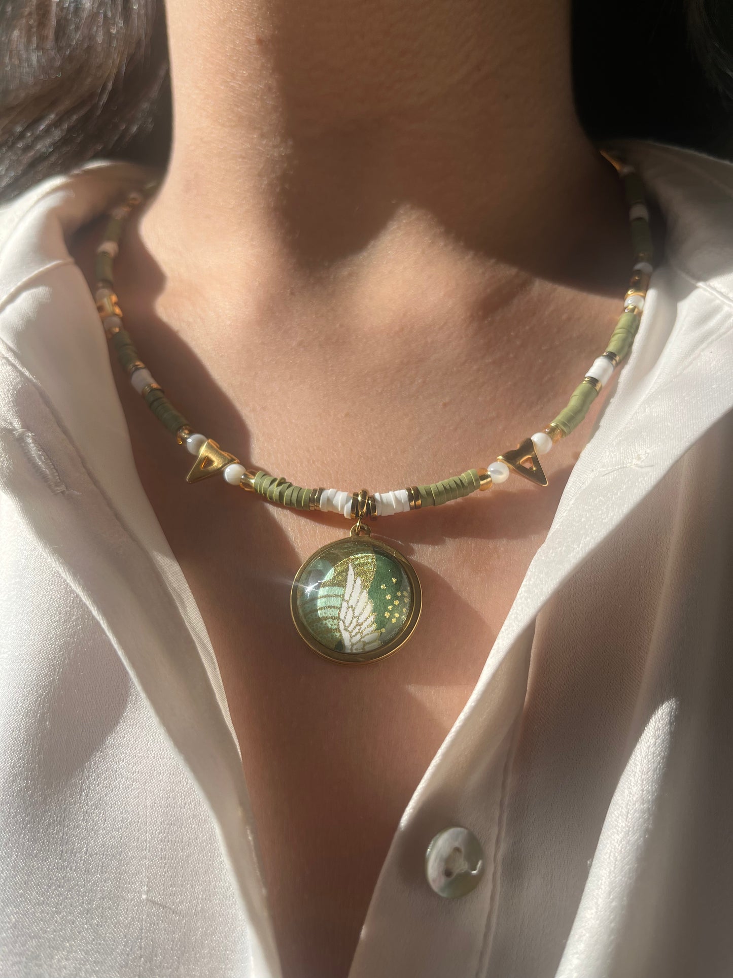 Collier simple GRUE VERT