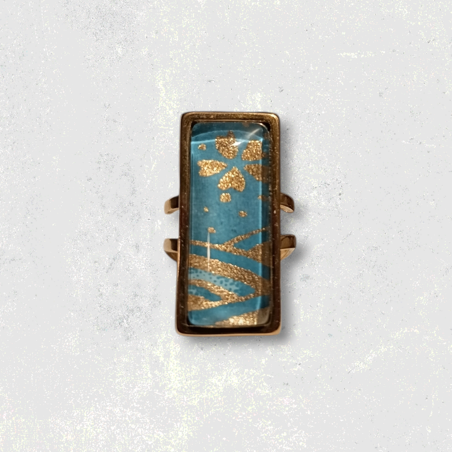 Bague rectangulaire Vague Turquoise