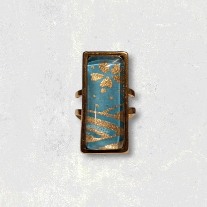 Bague rectangulaire Vague Turquoise