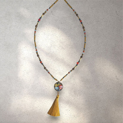 collier sautoir CAMPANULE ROUGE
