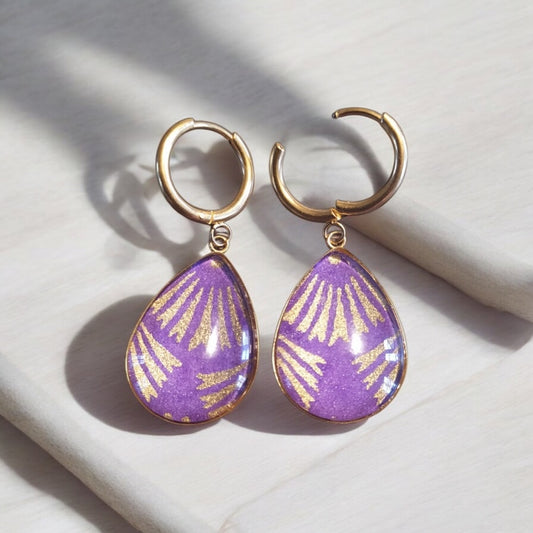 Boucles d'oreilles gouttes VIOLET PALMES