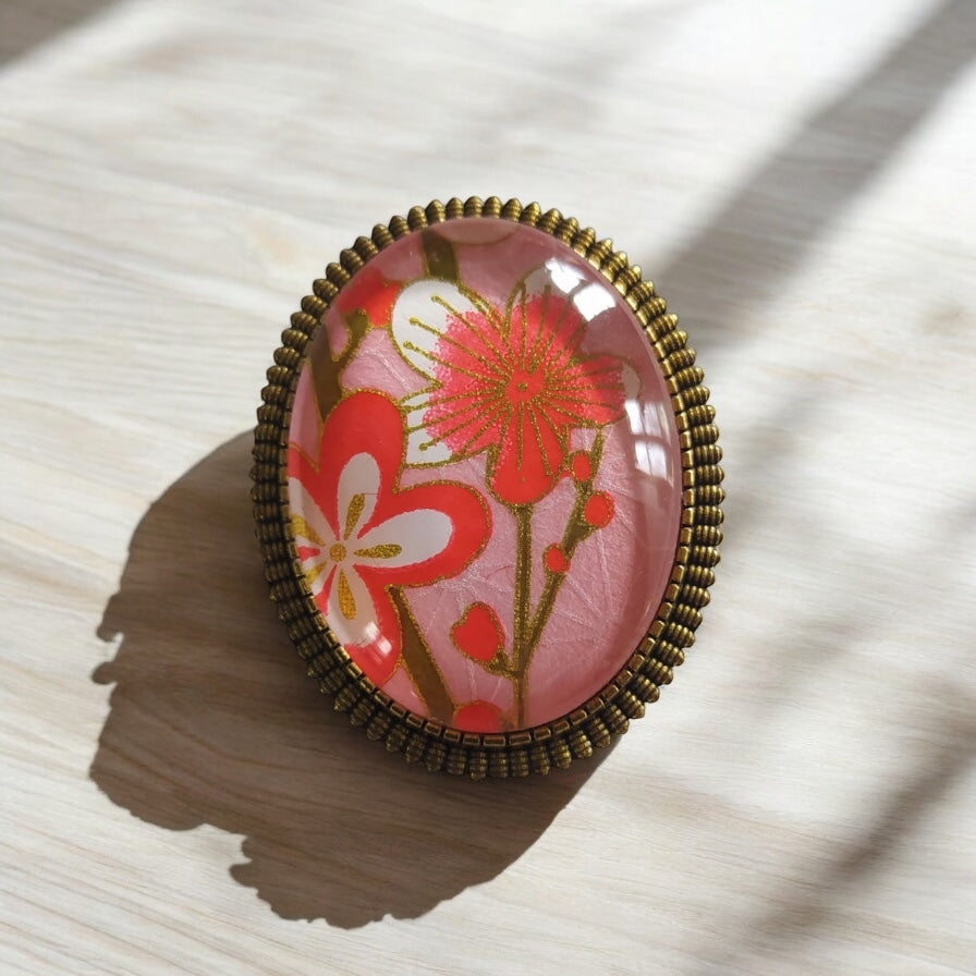 Broche ovale ROSE UMÉ