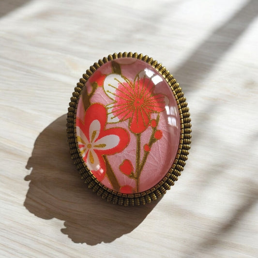 Broche ovale ROSE UMÉ