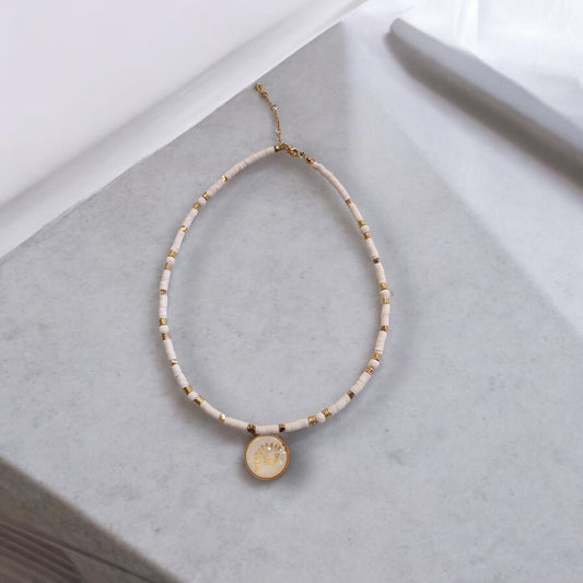 Collier simple BLANC HOUOU