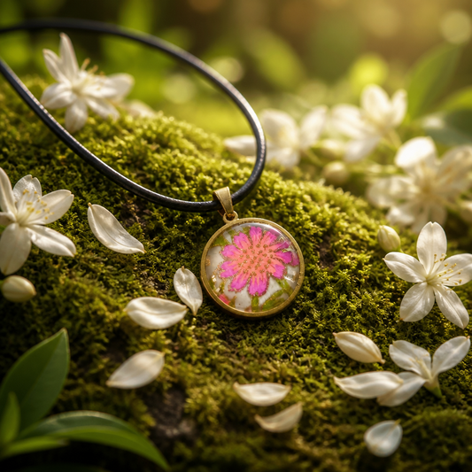 Médaillon petit 20mm Floral rose