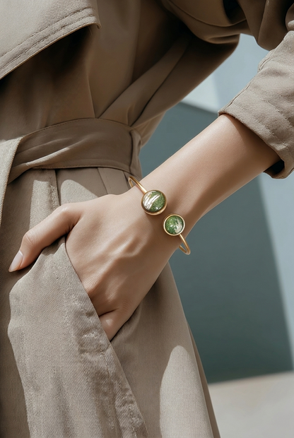 Bracelet double rond GRUE VERT