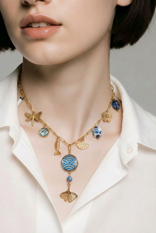 Collier à breloques MIRYOKU bleu