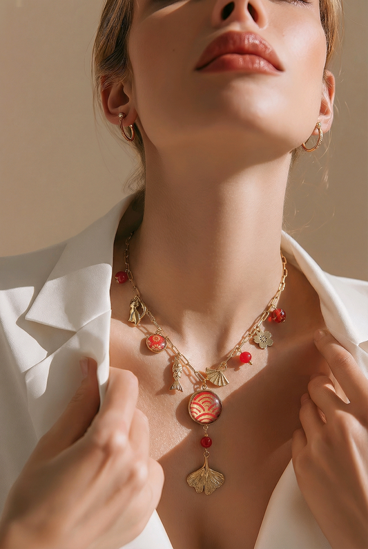 Collier à breloques MIRYOKU rouge