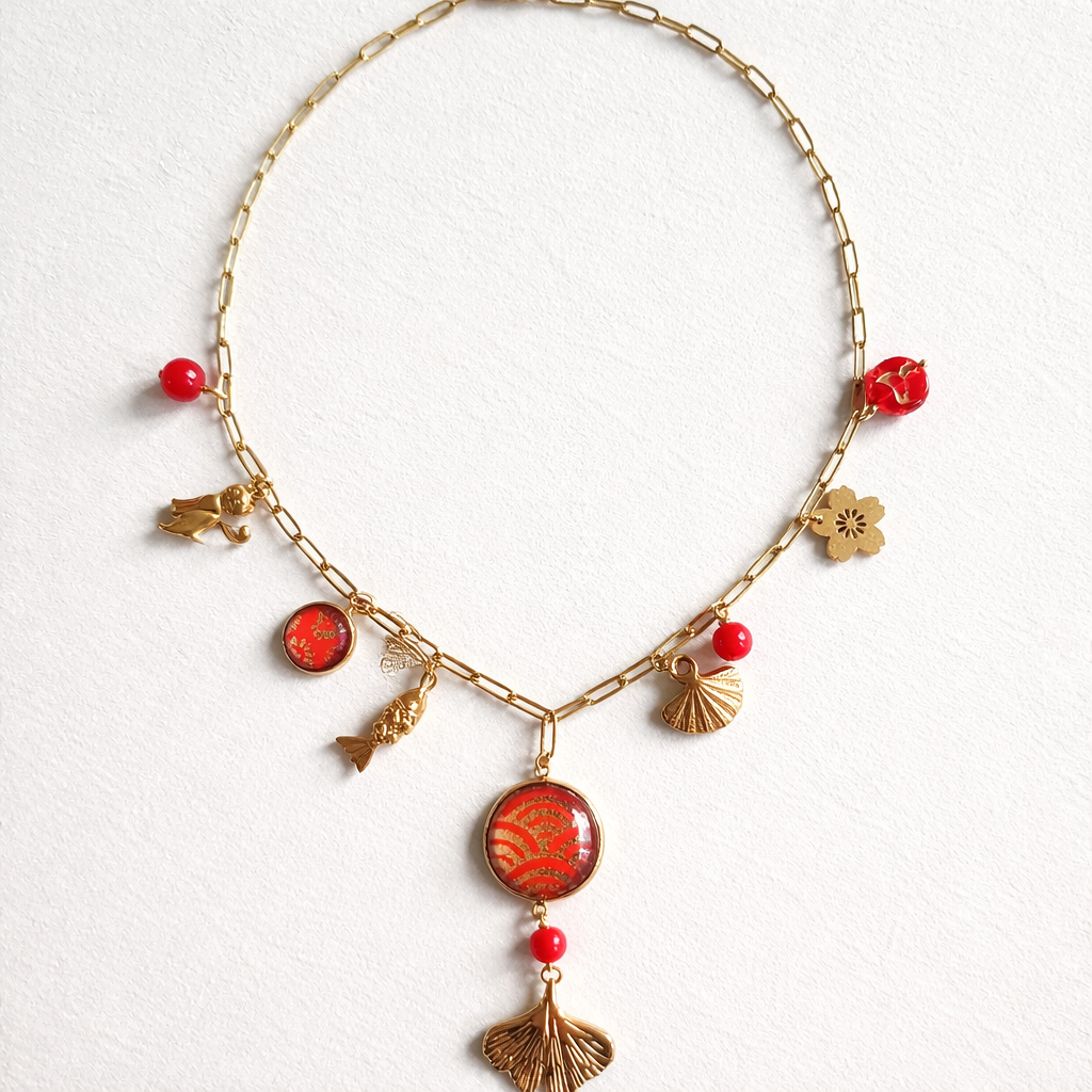 Collier à breloques MIRYOKU rouge