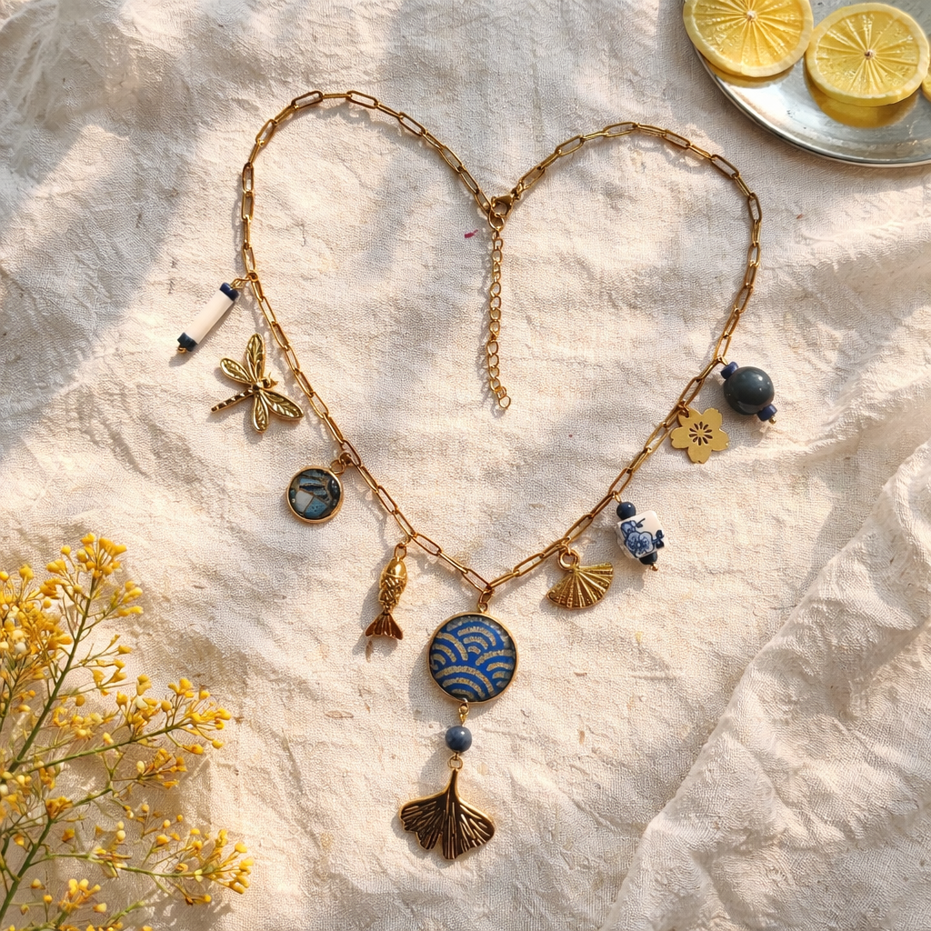 Collier à breloques MIRYOKU bleu