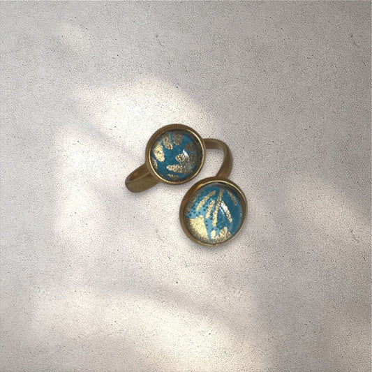 Bague Toi et Moi doré VAGUE TURQUOISE
